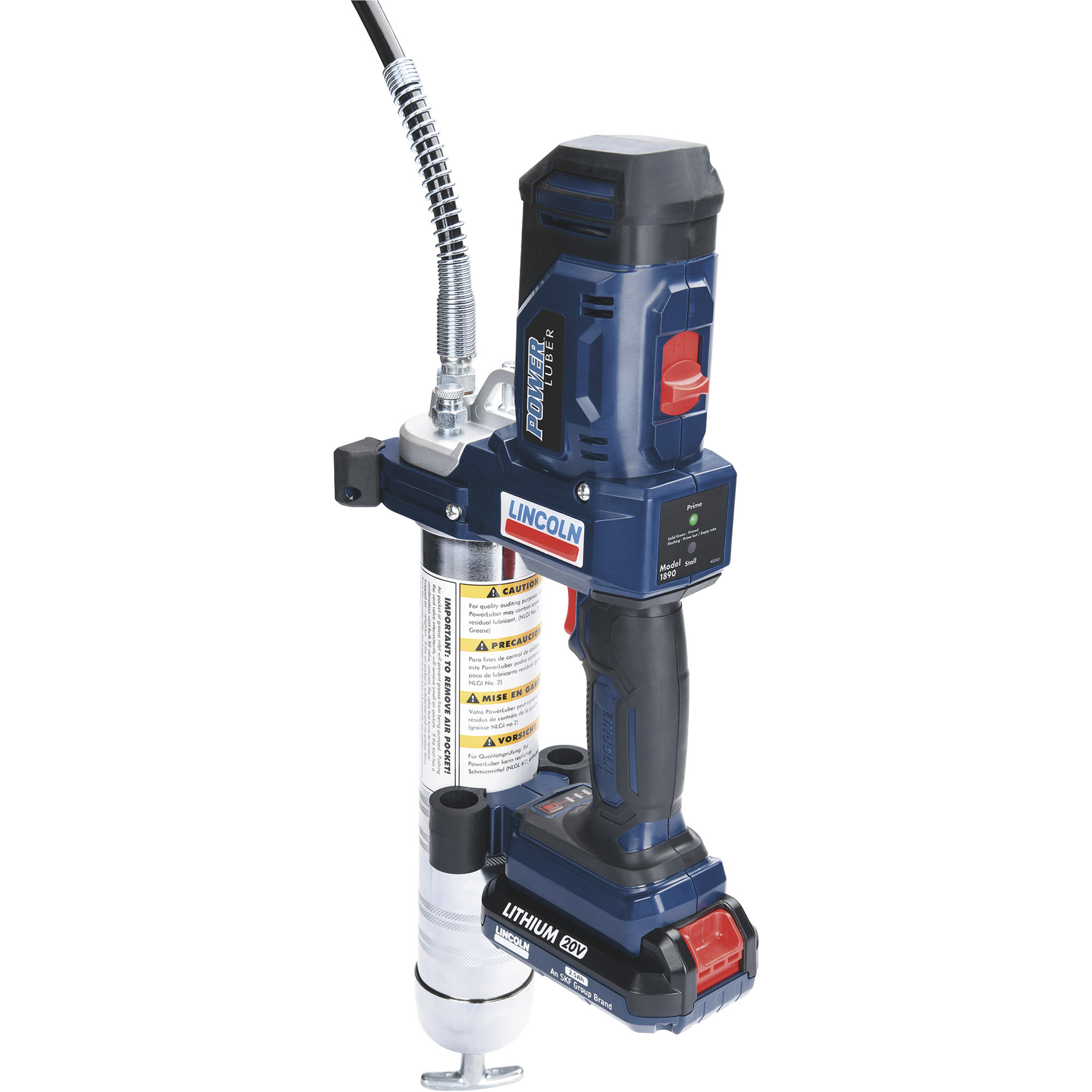 Lincoln PowerLuber Li-Ion Grease Gun Kit, 20V, 10,000 PSI, 1 Battery, Model# 1886